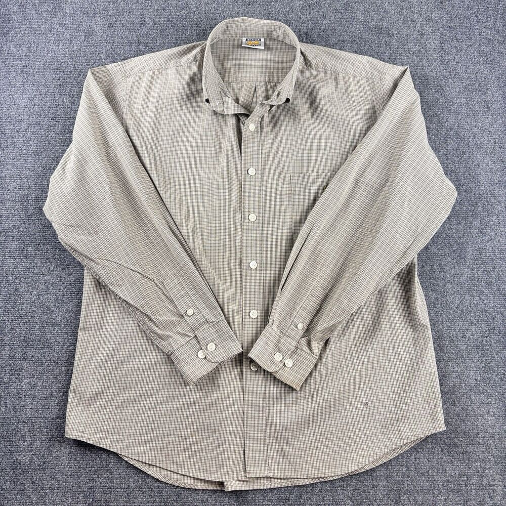 Michigan Sports Mens 105 L XL Tan Check Shirt University of Michigan U of M